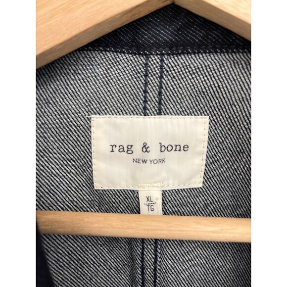 Rag & Bone Mercer Denim Dark Wash Chore Jacket Cotton Patch Pockets Designer XL - Picture 6 of 12